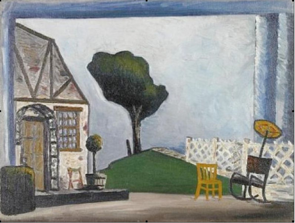 Sketch of stage scenery for a Bernard Shaw play