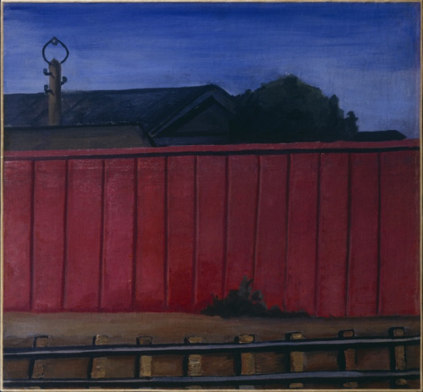 Cityscape with a Red Fence