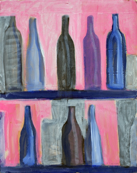 Bottles on pink background
