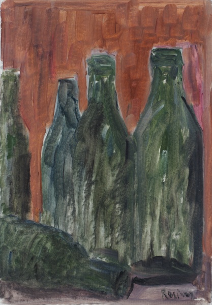 Bottles on a red background