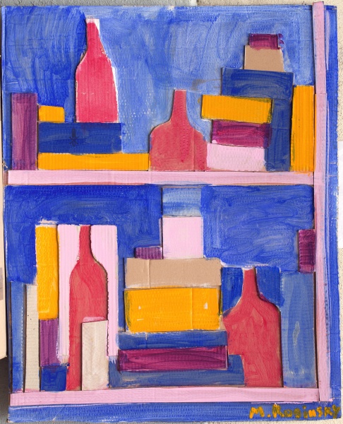 Bottles on a blue background