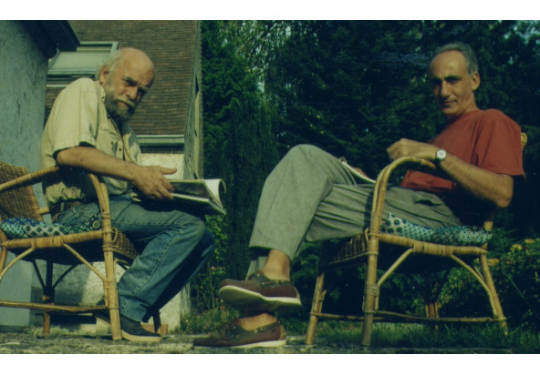 С художником Аркадием (Авраам Мошнягер), автором фильма о Михаиле Рогинском, 1995-96 гг. 