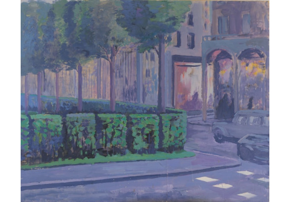 Парижский пейзаж (ул. Риволи). 1981. Бумага, акрил, 204×250