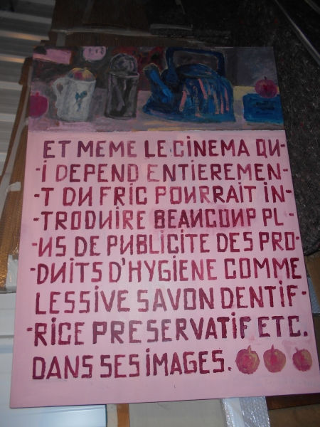 "Et même le cinéma qui dépend entièrement du fric pourrait introduire beaucoup plus de publicité des produits d'hygiène comme lessive savon dentifrice préservatif etc. dans ses images"