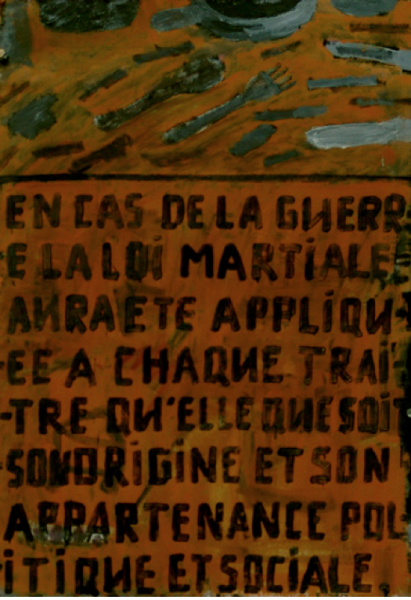 " En cas de guerre la loi martiale aura ete appliquee a chaque traitre quelle que soit son origine t son appartenance politique rt sociale "