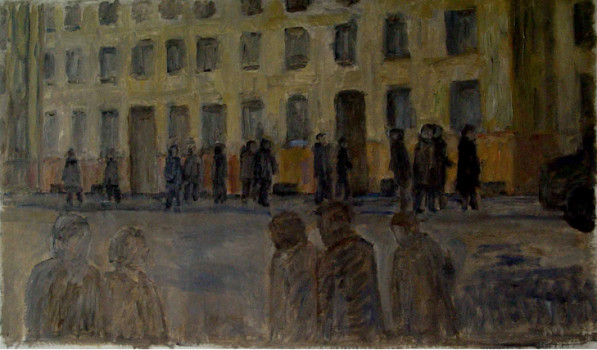 Street with passers-by