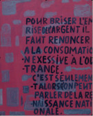 " Pour briser l’emprise de l'argent il faut renoncr a la consommation excessive a l'outrance, C'est seulement alors qu'on peut parler de la renaissance nationale "