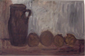 Pitcher and four apples