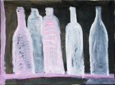 Fives bottles on a black background