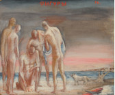 Five nude figures and Sharik