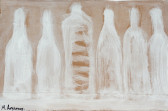 White bottles on a beige background