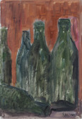 Bottles on a red background